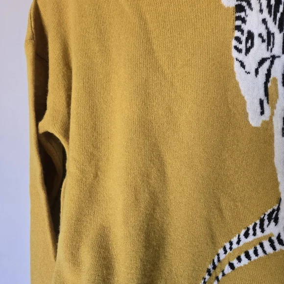 Anthropologie Maeve Cashmere Zebra Sweater Mustard Yellow Preppy XXSP - Picture 10 of 10